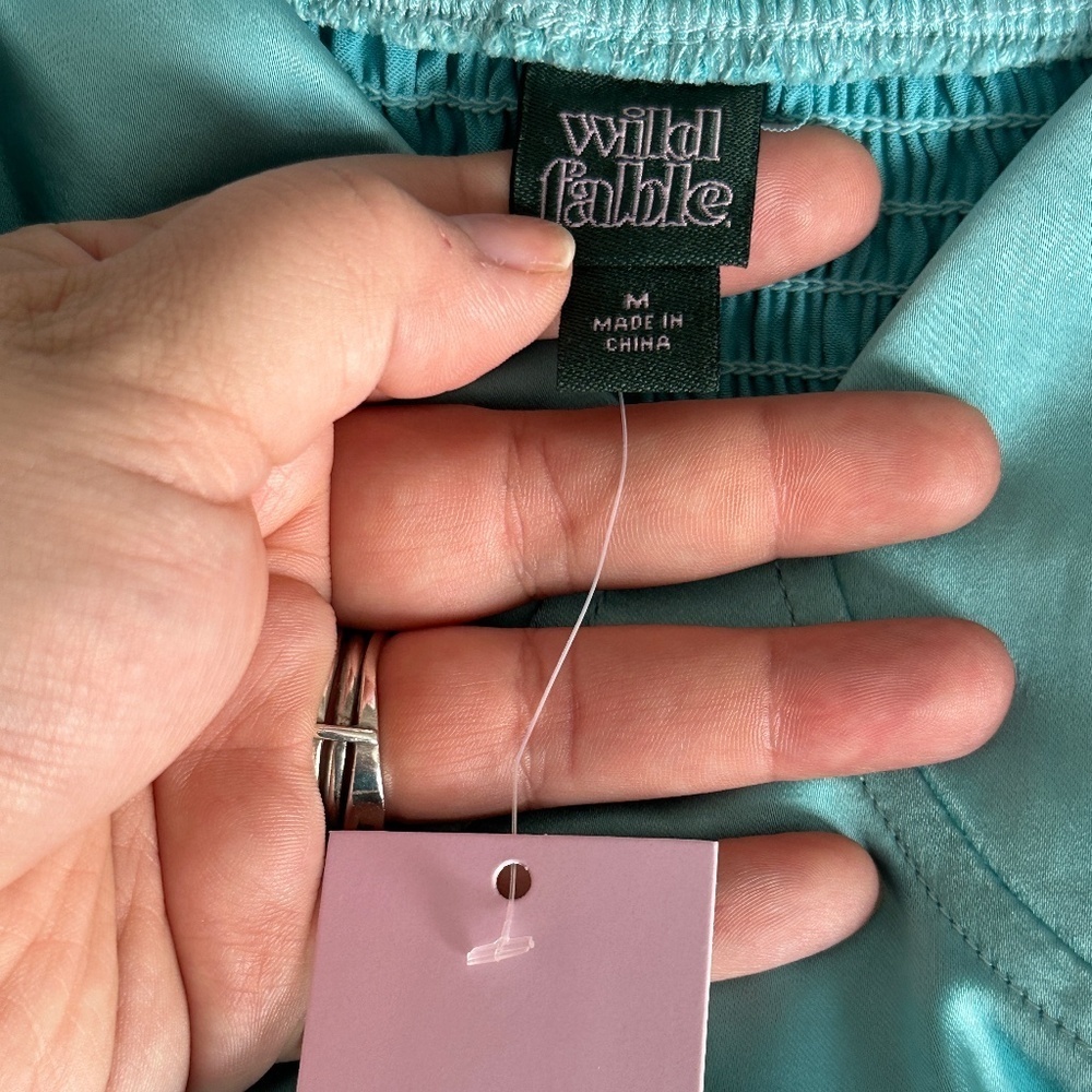 Wild Fable Bodycon Slip Dress Teal Blue Size Medium Juniors Summer Casual Satin - Picture 4 of 4